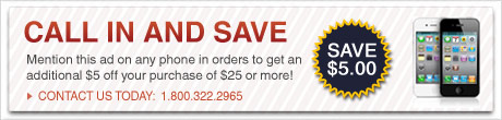 Call in orders only! Apply $5 off any order $25 or more! Expires Oct, 31st 2010