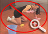 Woman scrubbing floor in tights