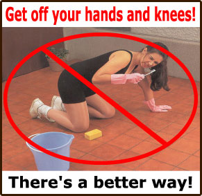 attractive woman scrubbing floor hands and knees